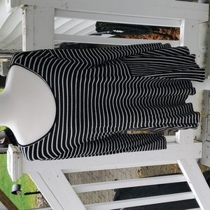 Black Friday Sale: Cece Black and White Peplum Shirt with High Low Hem, XL